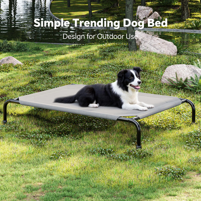 Simple Trending Raised Dog Bed for Large Dogs, Waterproof XL Dog Cot, Outdoor Cooling Elevated Pet Bed Load 200lb, 47.75" x 30.5", Grey