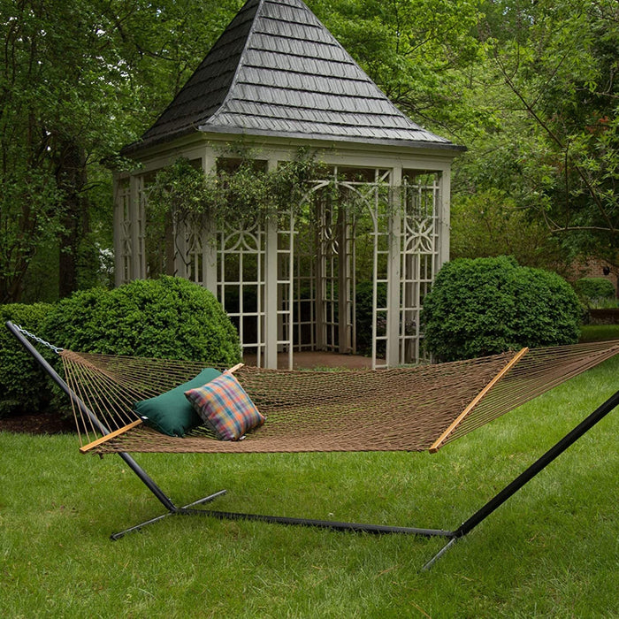 Original Pawleys Island 13DCAB Large Antique Brown DURACORD Rope Hammock with Extension Chains & Tree Hooks, Handcrafted in The USA, Accommodates 2 People, 450 LB Weight Capacity, 13 ft. x 55 in.