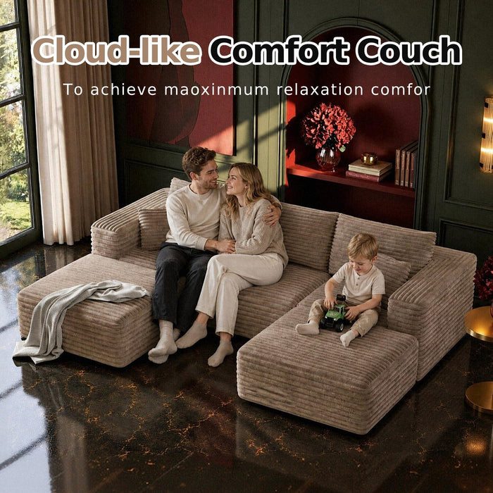 MoonSpeak 108" Boneless Sectional Cloud Couch for Living Room