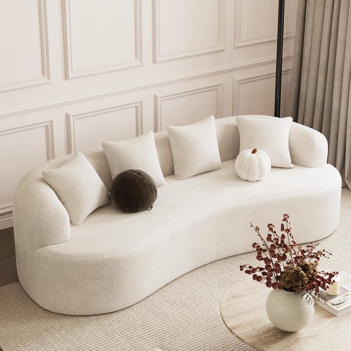 ONEMMLION 107" Modern Curved Sofas for Living Room, Cream White