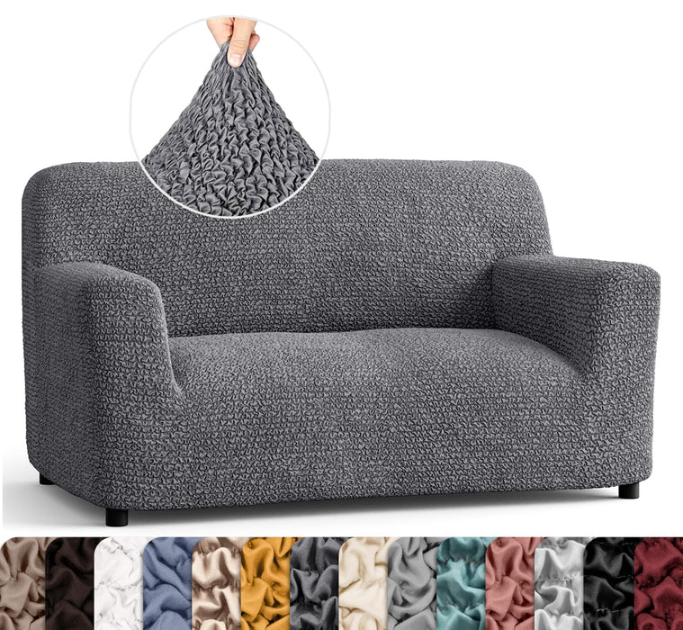 PAULATO BY GA.I.CO. Loveseat Slipcover - Oversized Chair Cover - Stretch Couch Cover - Cushion Love Seat Sofa Cover - 1-Piece Form Fit Washable Protector - Microfibra Collection - Dark Grey