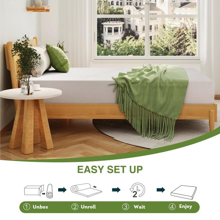 EGOHOME 12 Inch Queen Mattress, Memory Foam Mattress in a Box with Cooling Green Tea Gel, Relieve Pressure with Medium Support, CertiPUR-US Certified, 80''L x 60''W, White