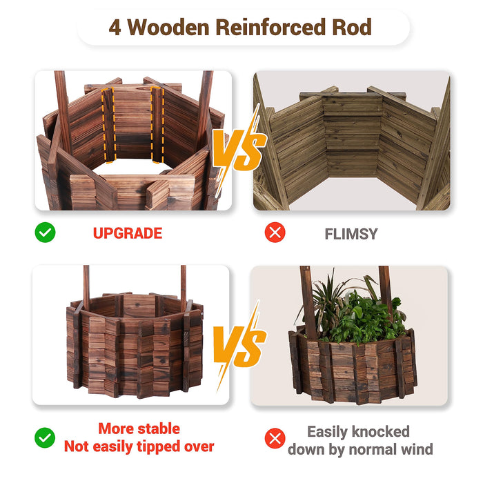 UDPATIO Wishing Wells for Outside, Wooden Wishing Well Planter for Yard, Upgrade Wishing Well with 4 Reinforced Rod & Hanging Bucket for Garden Patio Lawn Backyard Home Decor