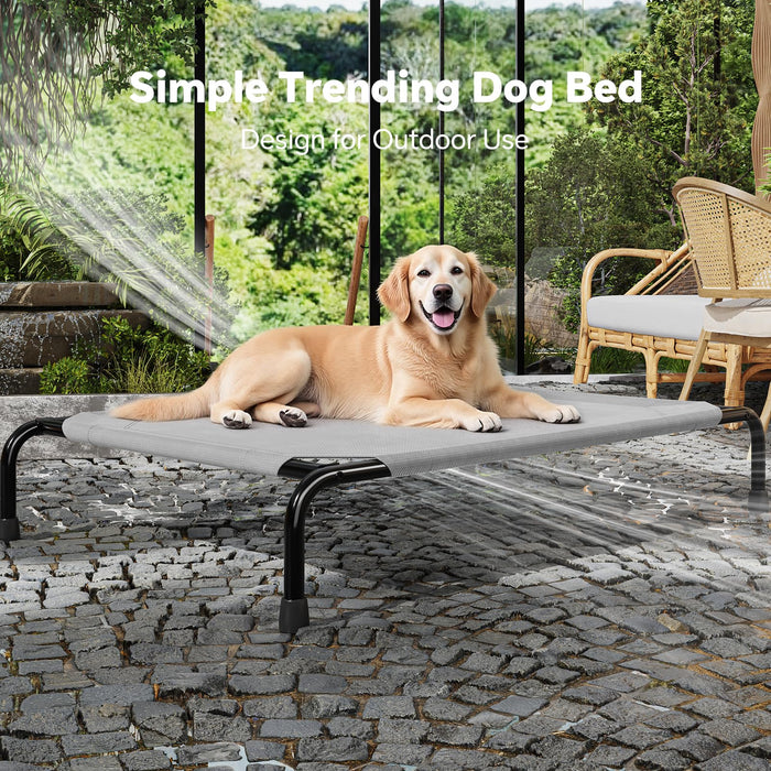 Simple Trending Raised Dog Bed for Large Dogs, Waterproof XL Dog Cot, Outdoor Cooling Elevated Pet Bed Load 200lb, 47.75" x 30.5", Grey