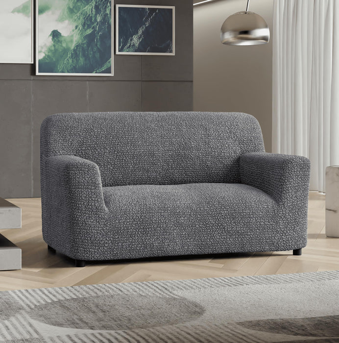 PAULATO BY GA.I.CO. Loveseat Slipcover - Oversized Chair Cover - Stretch Couch Cover - Cushion Love Seat Sofa Cover - 1-Piece Form Fit Washable Protector - Microfibra Collection - Dark Grey