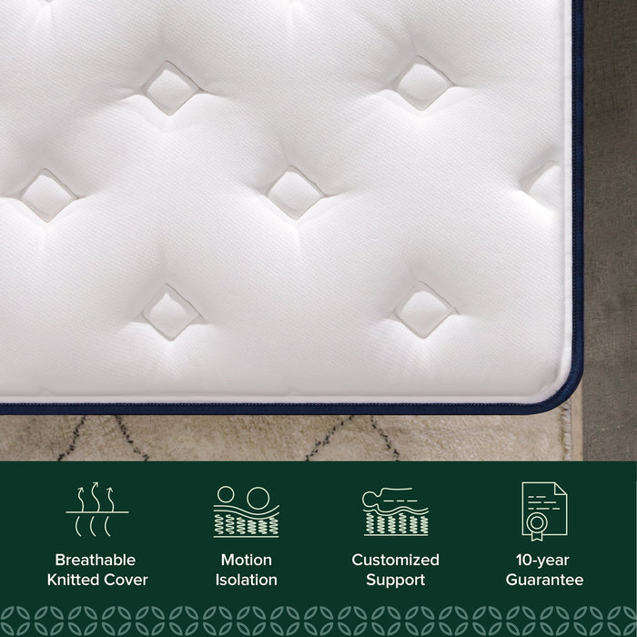 Zinus 10" Pocket Coil Euro Top Hybrid Mattress, Full