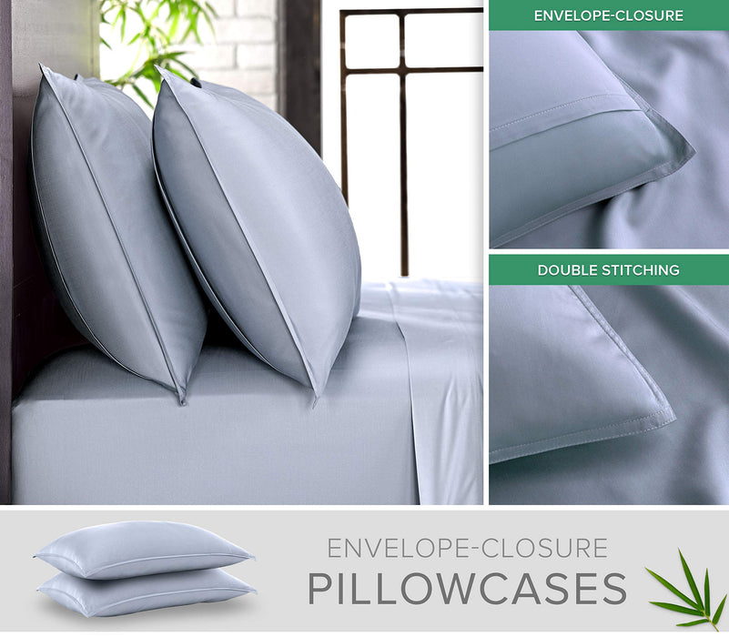PURE BAMBOO Sheets 100% Genuine Bamboo Viscose, King, Sterling Blue