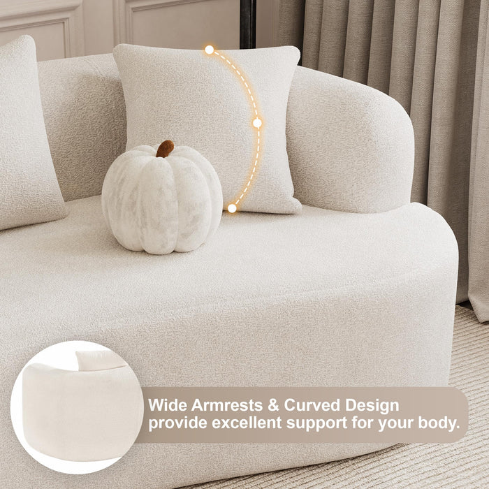 ONEMMLION 107" Modern Curved Sofas for Living Room, Cream White