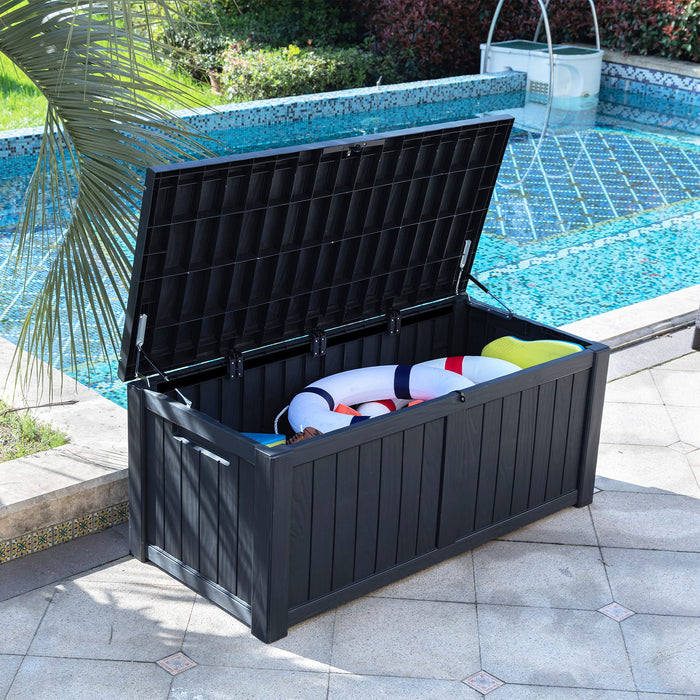 YITAHOME 120 Gallon Outdoor Storage Deck Box, Large Resin Patio Storage for Outdoor Pillows, Garden Tools and Pool-Supplies, Waterproof, Lockable (Black)