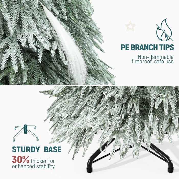 YITAHOME Pre-Lit Flocked Natural Drooping Pampas Christmas Tree, 7.5ft Snow Flocked Artificial Christmas Tree with 558 PE Branch Tips, 40 Feathers and 600 Lights for Home, Office, Party Decoration