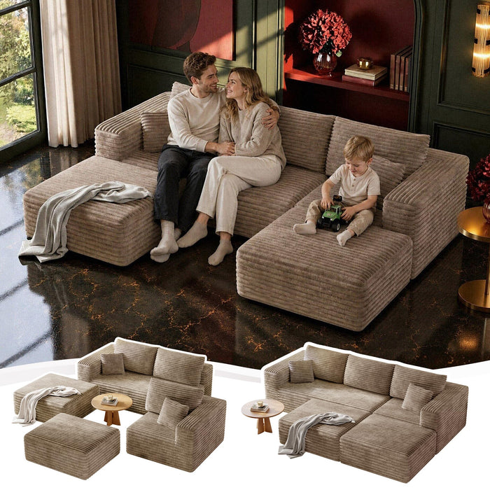 MoonSpeak 108" Boneless Sectional Cloud Couch for Living Room