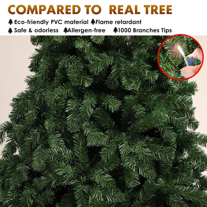 6.5ft Christmas Tree Artificial Xmas Tree with 1000 Branch Tip, 1 Minute Christmas Tree Party Decorations for Home, Foldable Stand, Easy Assembly