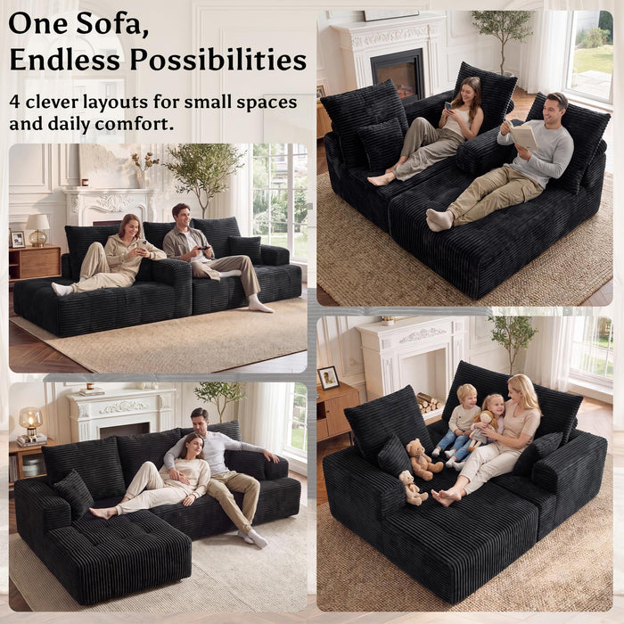 Markicks Boneless Couch, 109" Modular Sectional Sofa, L Shaped Cloud Couch