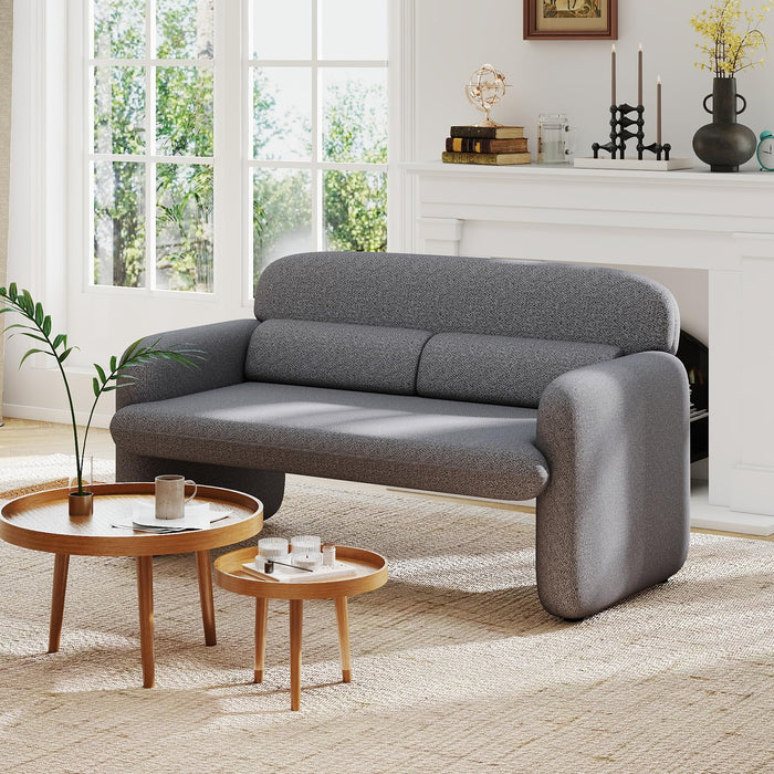 Furnimart Modern Loveseat Sofa, 54" 2-Seater Boucle Sofa, Comfy Upholstered Minimalist Couch, Small Couches for Small Spaces, Apartment, Office, Living Room, Bedroom, Dorm, Chenille Grey