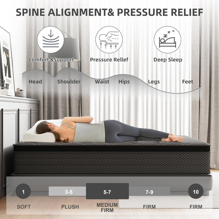 DAJIYUHC Queen Mattress, 12 Inch Hybrid Mattress in a Box, Memory Foam and Pocket Springs, Medium Plush Feel with Motion Isolating, CertiPUR-US Certified, Fiberglass Free -365-Night Trial