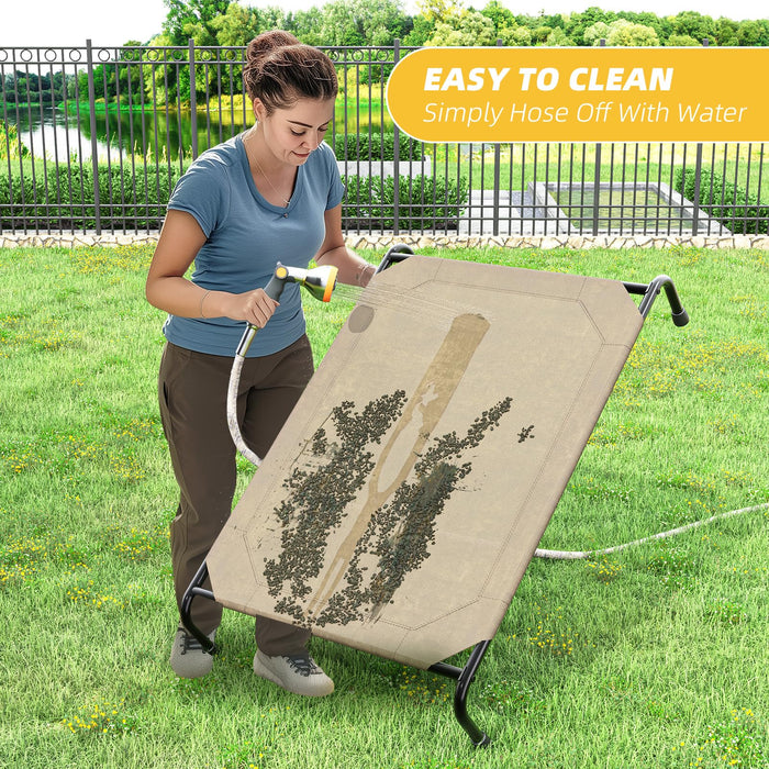 Simple Trending Raised Bed for Extra Large Dog, Waterproof XL Pet Cot, Breathable Big Bed Load 400lb, Brown