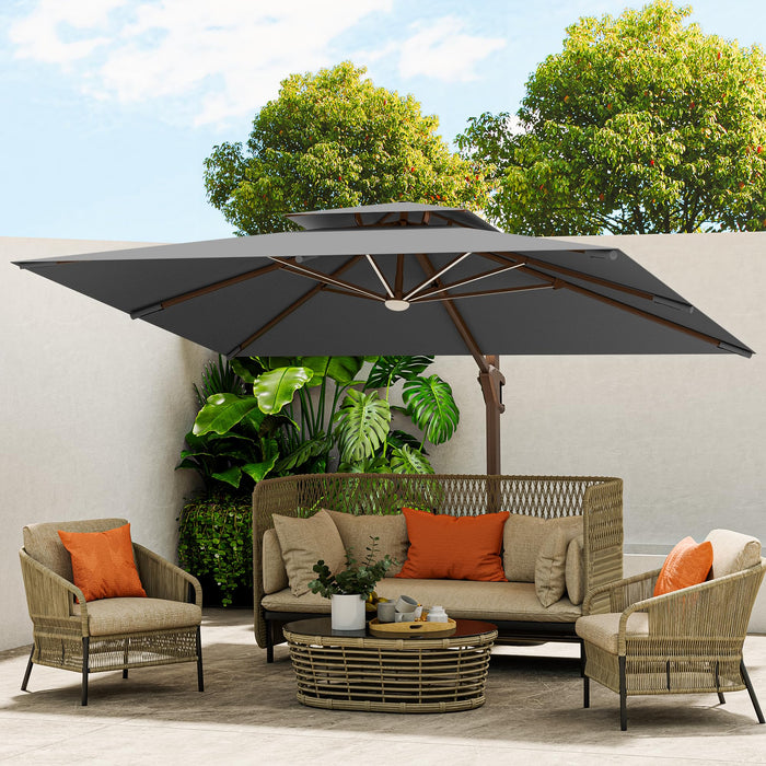 MEVBC 10 X 13 FT Cantilever Outdoor Patio Umbrella with Led Lights Lar MEVBC 10 X 13 FT Cantilever Outdoor Patio Umbrella with Led Lights Lar