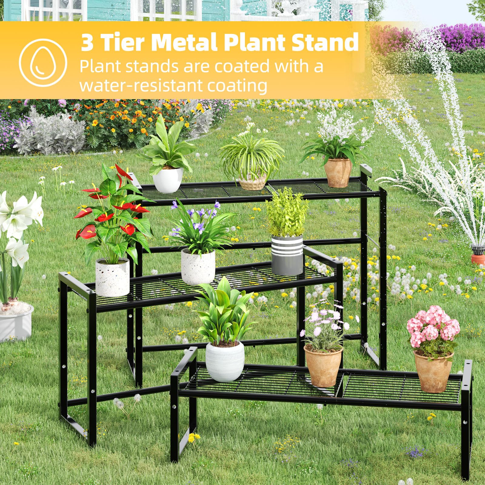 steel pot plant stands Simple Trending 3 Tier Metal Plant Stand Outdoor Indoor Waterproof, St