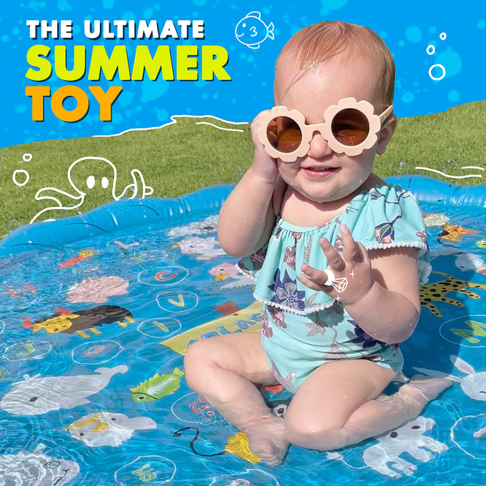 SplashEZ 3-in-1 Splash Pad, Sprinkler for Kids and Baby Pool for Learning – Toddler Sprinkler Pool, 60’’ Outside Water Toys – “from A to Z” Outdoor Play Mat for Babies & Toddlers