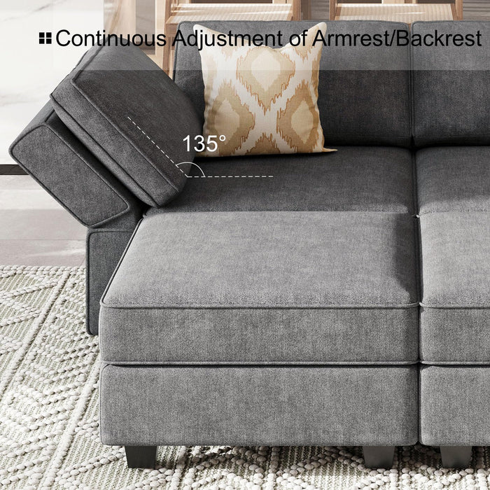 Belffin Modular Sectional Sleeper Sofa Couch with Storage Ottoman Convertible Sectional Couches for Living Room Terry Reversible Chaise. Dark Grey Sofa