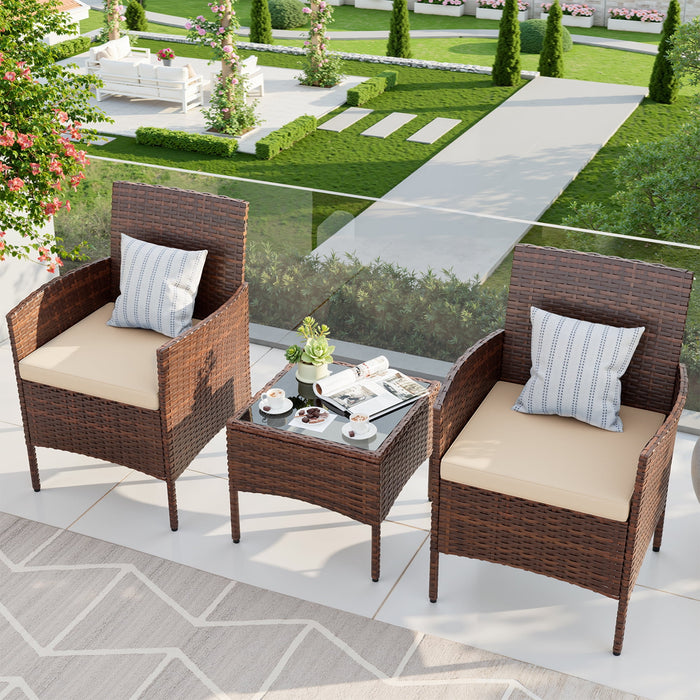 ELPOSUN 3 Piece Outdoor Patio Furniture Set Bistro Set with Coffee Tab