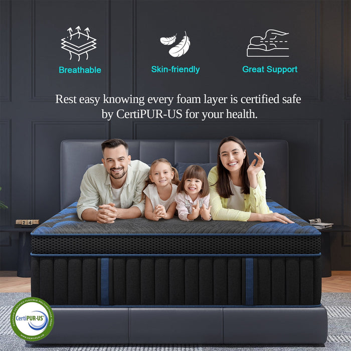 COLETEX Queen Mattress 14inch Gel Memory Foam Mattress in a box Hybrid