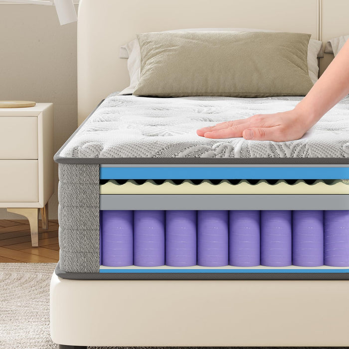KOW Mattress 12 inch Full Size, Gel Memory Foam Hybrid Mattress in a B