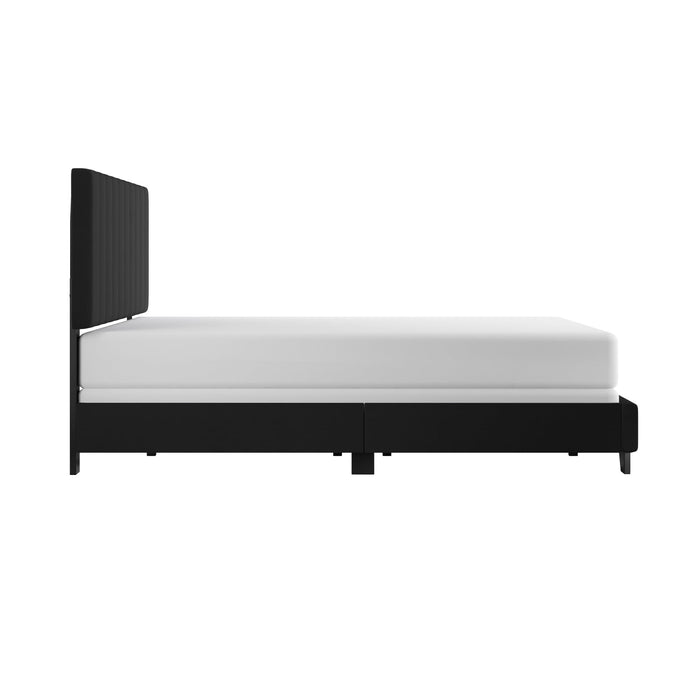 Reece Channel Stitched Upholstered King Bed, Black, by Hillsdale Livin