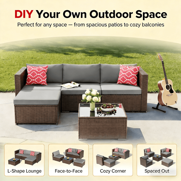 Lofka 4-Piece Outdoor Patio Furniture Set, Metal Conversation Set with