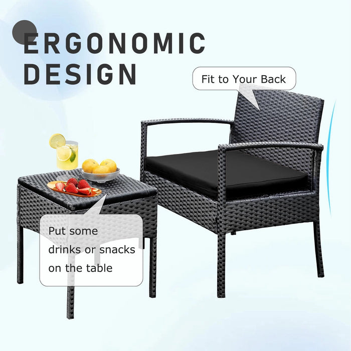 Tappio Outdoor Furniture 3 Piece Patio Bistro Furniture Set, Rattan Co