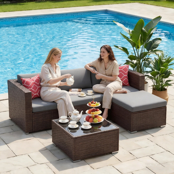 Lofka 4-Piece Outdoor Patio Furniture Set, Metal Conversation Set with