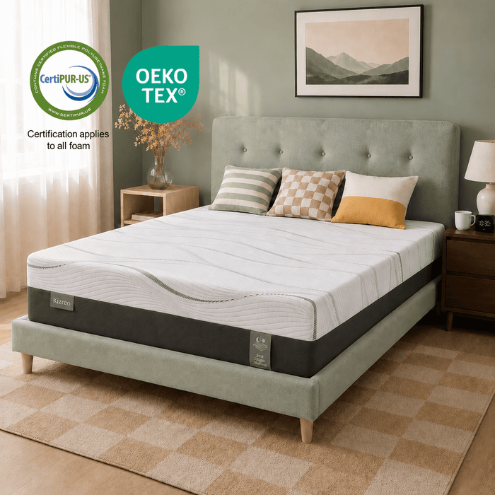 Kizreo 12 inch Cooling Green Tea Gel Memory Foam Queen Size Mattress i