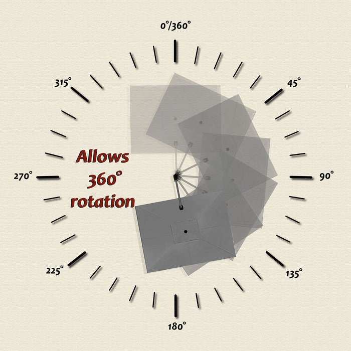 PURPLE LEAF 9' X 11.5' Patio Umbrella Outdoor Cantilever Rectangle Umbrella Aluminum Offset Umbrella with 360-degree Rotation for Garden Deck Pool Patio, Grey