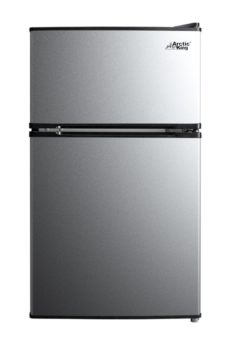 Arctic King 3.2 Cu Ft Two Door Mini Fridge With Freezer Stainless Stee