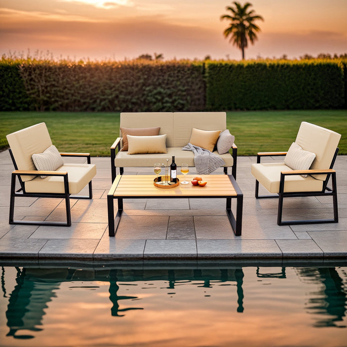 Patio Furniture Sets on Sale, Asofer 4 PCS Outdoor Conversation Sofa w