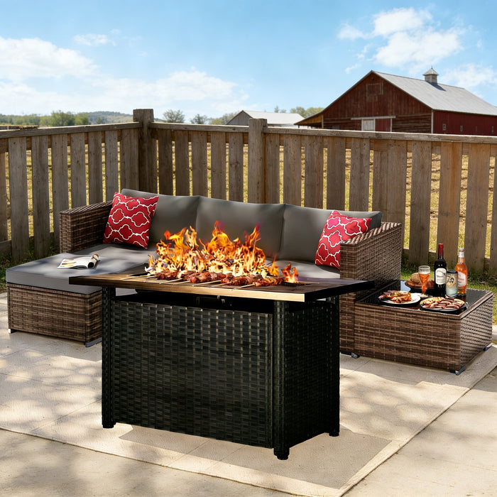 6 Piece Outdoor Patio Furniture Set, Asofer Rattan Wicker Outdoor Conv