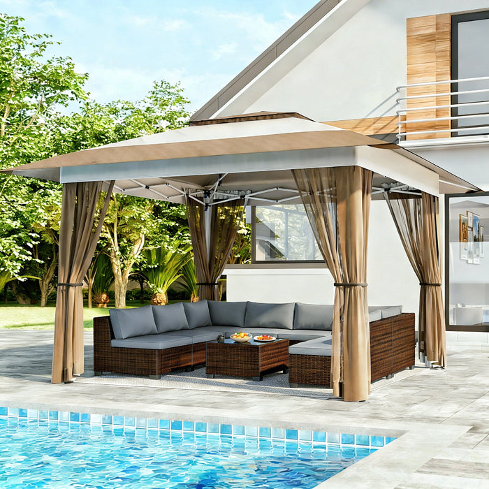 6 Piece Outdoor Patio Furniture Set, Asofer Rattan Wicker Outdoor Conv