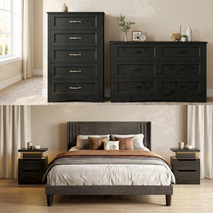 Bedroom Furniture Sets, Asofer 2 Nightstands, 5-Drawer Dressers & 7-Dr