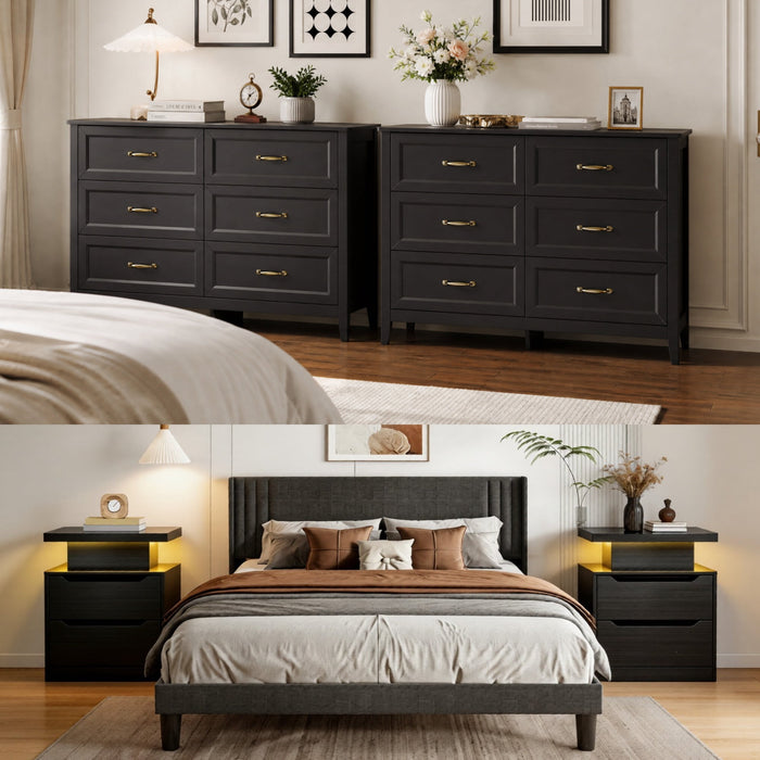 Bedroom Furniture Sets, Asofer 2 Nightstands, 5-Drawer Dressers & 7-Dr