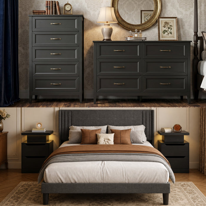 Bedroom Furniture Sets, Asofer 2 Nightstands, 5-Drawer Dressers & 7-Dr