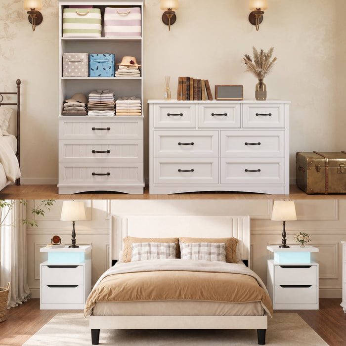 Bedroom Furniture Sets, Asofer 2 Nightstands, 5-Drawer Dressers & 7-Dr