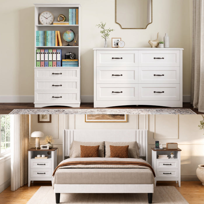 Bedroom Furniture Sets, Asofer 2 Nightstands, 5-Drawer Dressers & 7-Dr