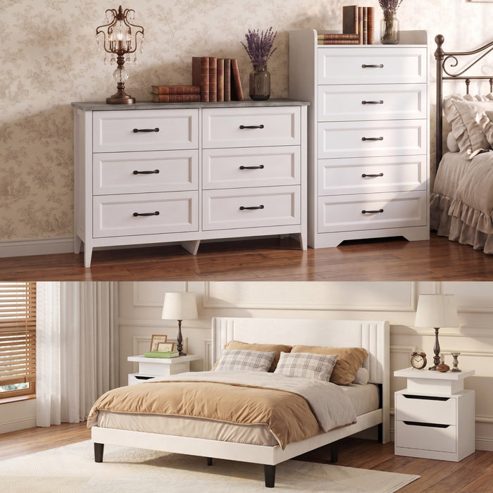 Bedroom Furniture Sets, Asofer 2 Nightstands, 5-Drawer Dressers & 7-Dr