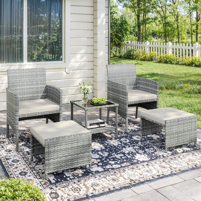 ELPOSUN 5 Piece Patio Furniture Set, Outdoor PE Wicker Chairs for Two