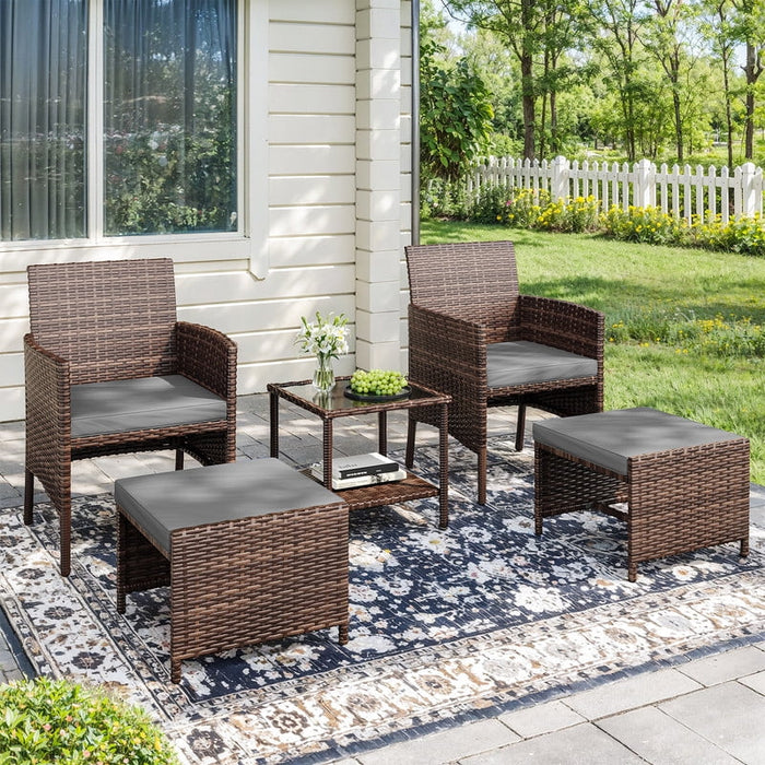 ELPOSUN 5 Piece Patio Furniture Set, Outdoor PE Wicker Chairs for Two