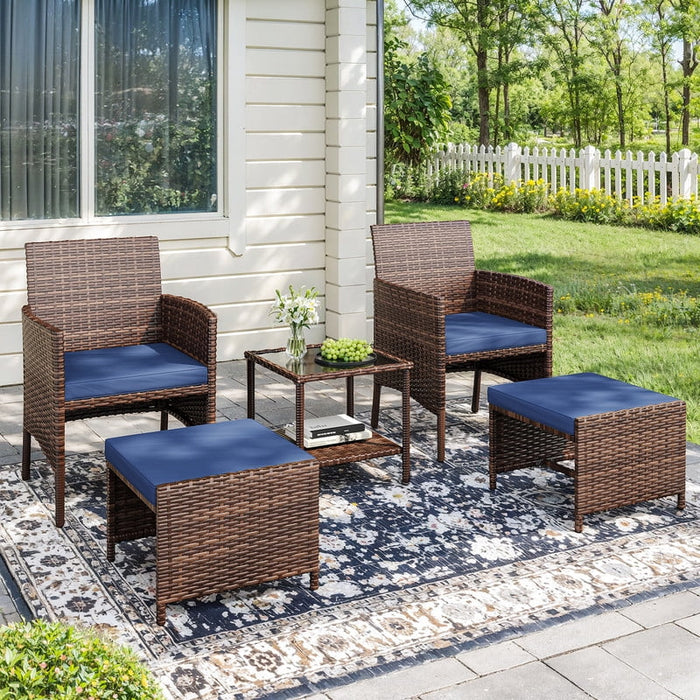 ELPOSUN 5 Piece Patio Furniture Set, Outdoor PE Wicker Chairs for Two