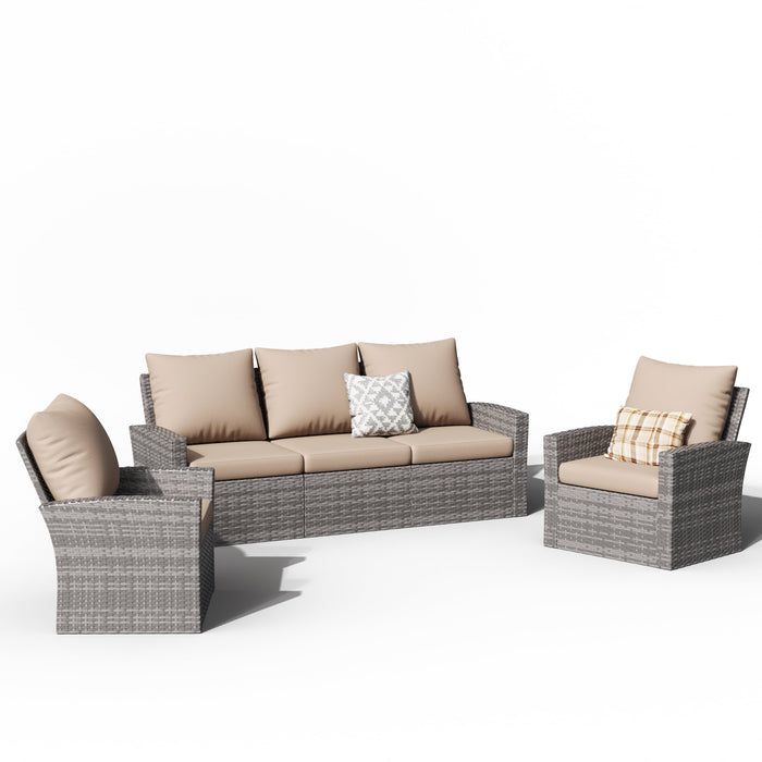 ELPOSUN Wicker Patio Furniture Set, 4 Piece Outdoor Sectional Conversa
