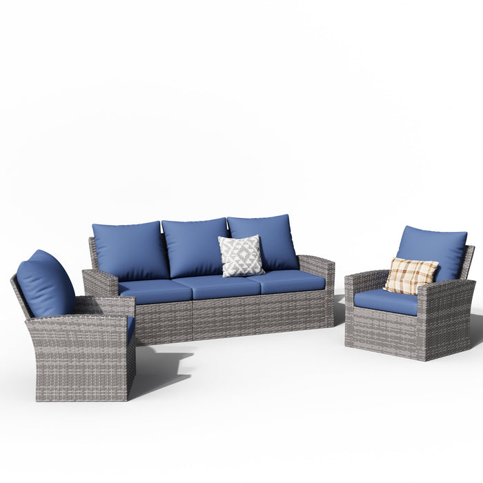 ELPOSUN Wicker Patio Furniture Set, 4 Piece Outdoor Sectional Conversa