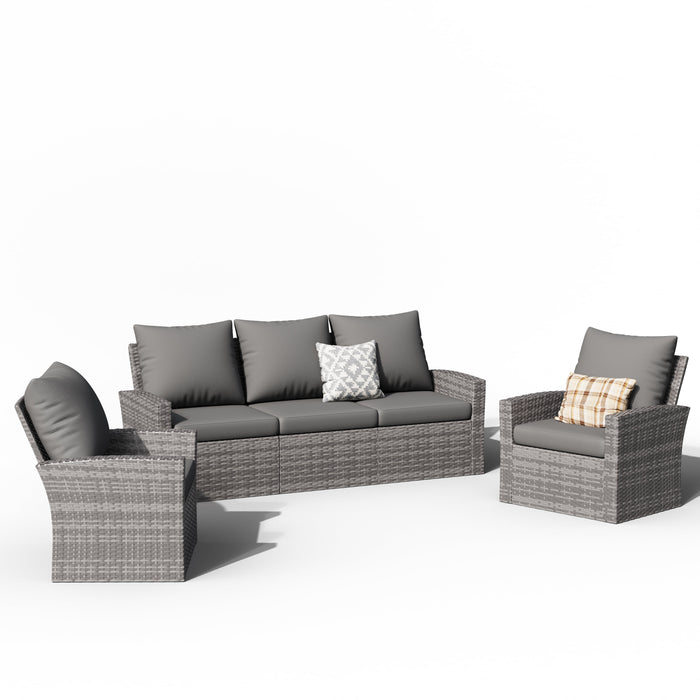 ELPOSUN Wicker Patio Furniture Set, 4 Piece Outdoor Sectional Conversa