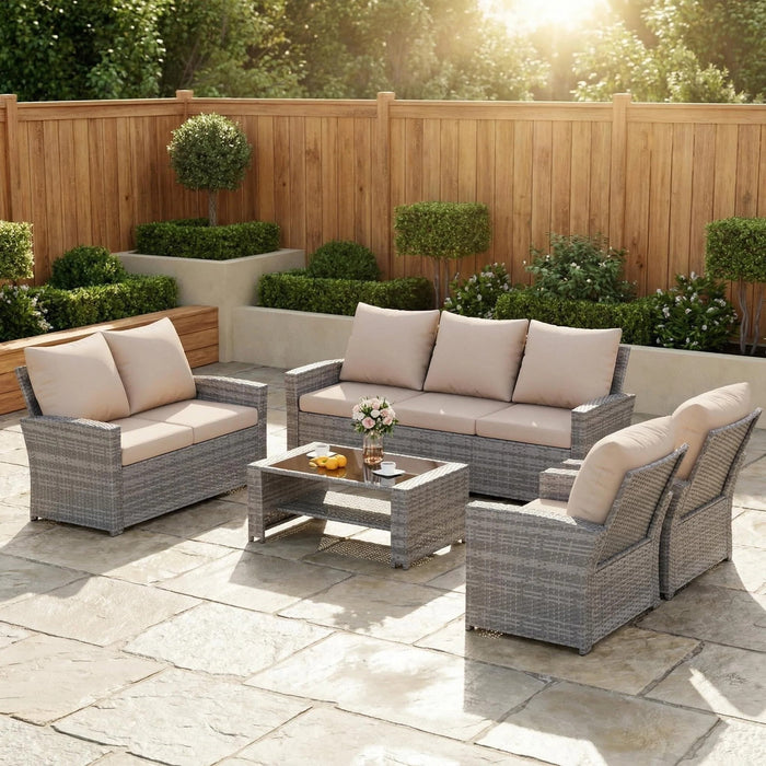 ELPOSUN Wicker Patio Furniture Set, 4 Piece Outdoor Sectional Conversa